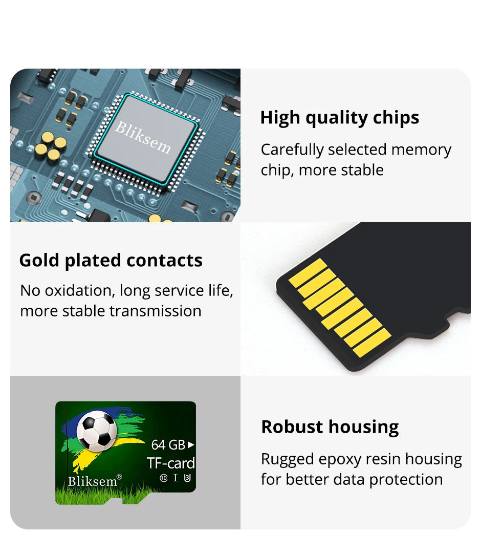 Bliksem Mini TF Card 64GB A1 Memory Card for Surveillance Equipment Cell Phone Computer High Speed TF Card 64G U3