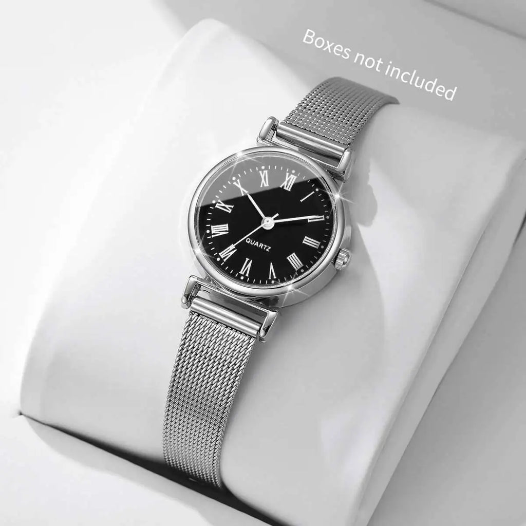 1/2PCS Fashion Women Watches Casual Roma Dial Mesh Band Quartz Wristwatch Reloj Mujer（Without Box）