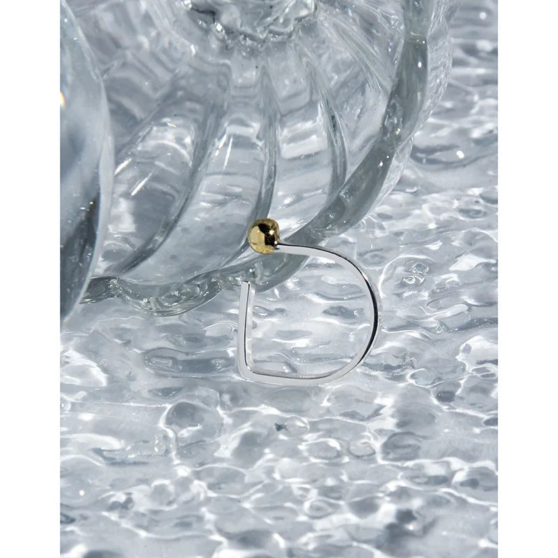 Real S925 Sterling Silver Rings Minimalist Contrast Color Open Ring Geometric Flat Glossry Index Finger Ring for Women