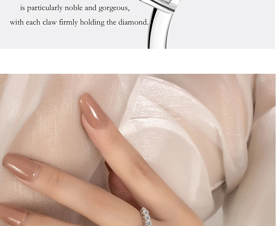 PERFANY 3mm All Moissanite Ring for Women S925 Pure Silver V-shaped GRA Certified Diamond Fashion Luxury Party Jewelry