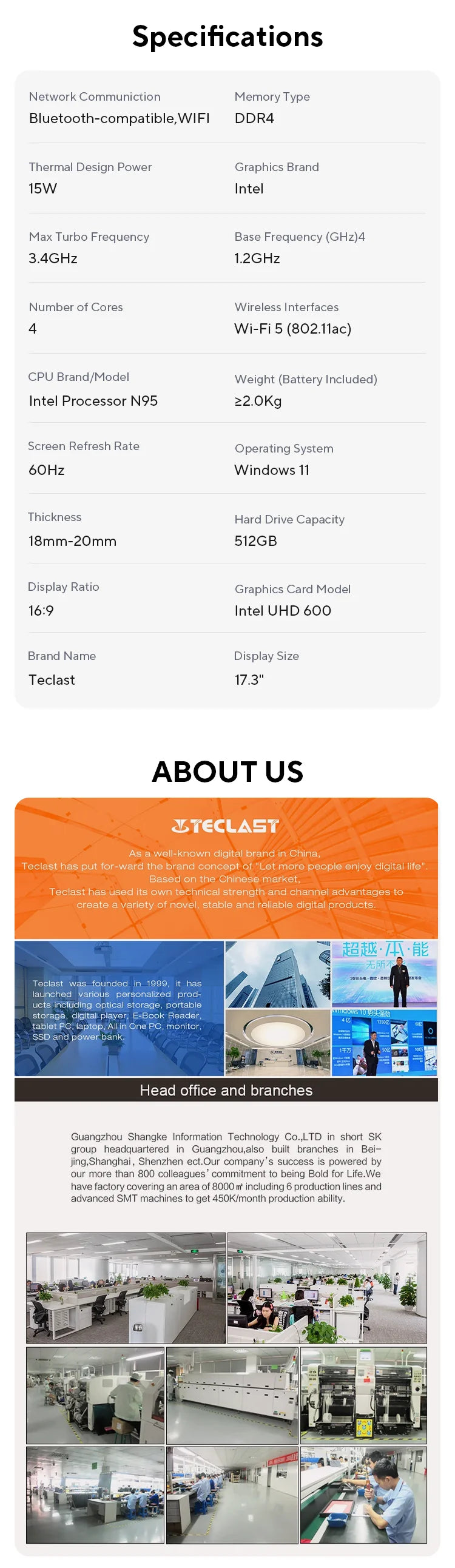Teclast F17Plus 17.3 inch Laptop Intel N95 16GB RAM 512GB SSD Windows 11 Notebook 180° Flip Computer Backlit Keyboard mini-HDMI