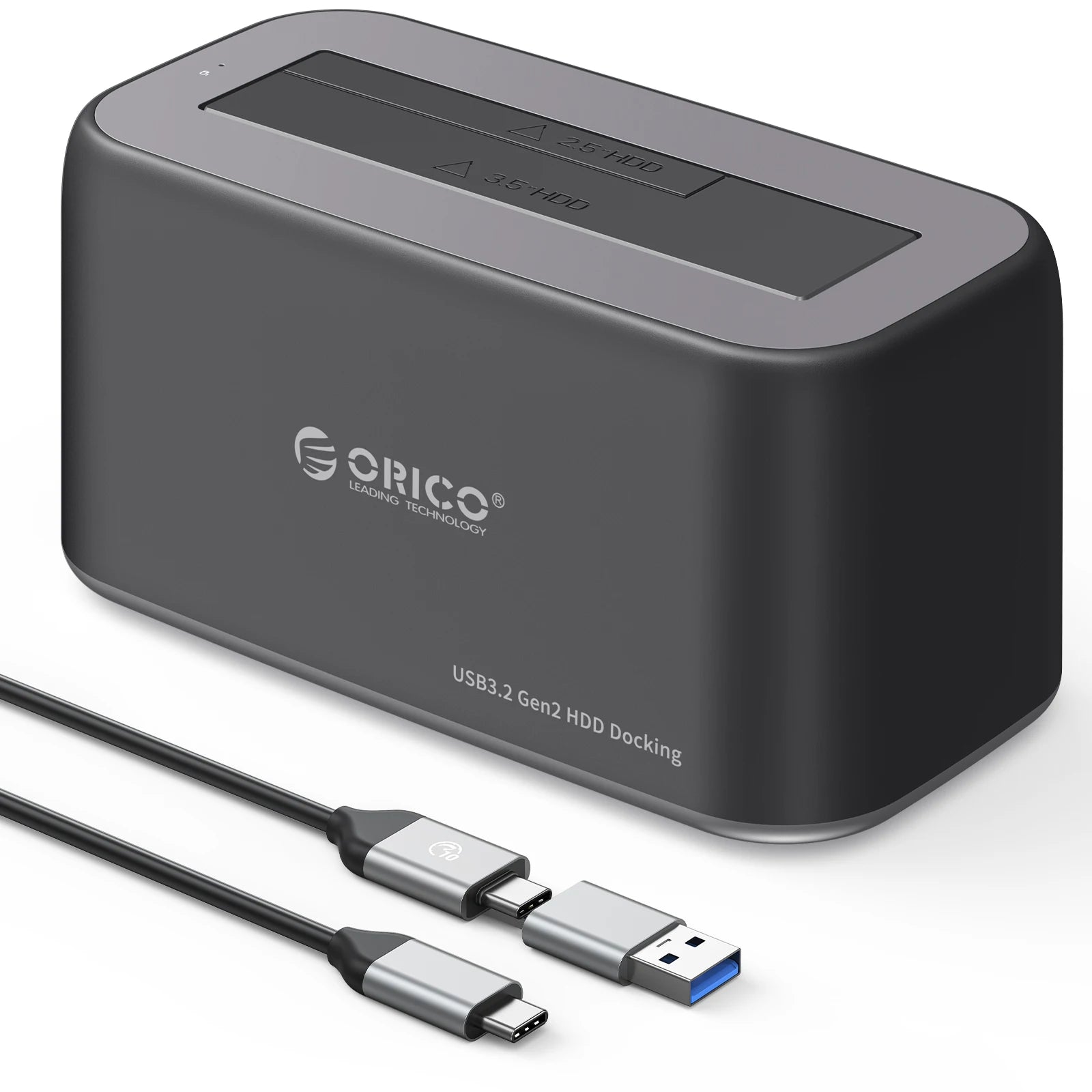 ORICO 3.5 Inch Dual-bay Type-C 5Gbps Hard Drive Docking Station for 2.5/3.5" HDD/SSD with 12V3A Power UASP Container Design