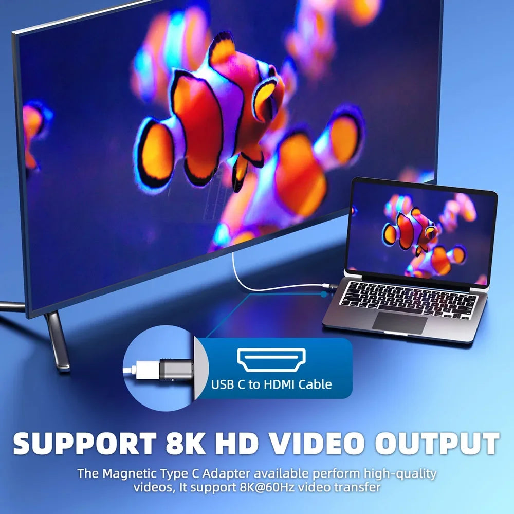 240W Magnetic USB C Adapter 80Gbps Data Transfer 8K Video PD Fast Charging USB4.0 Type C Mini Converter for MacBook Phone Tablet