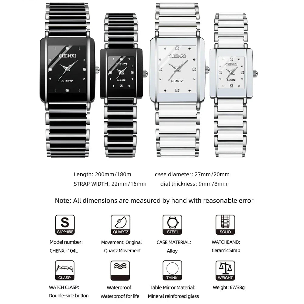 Couple Watch Waterproof Top Brand Luxury Watch for Women Men With Ceramics And Metal Strap Relojes Para Mujer
