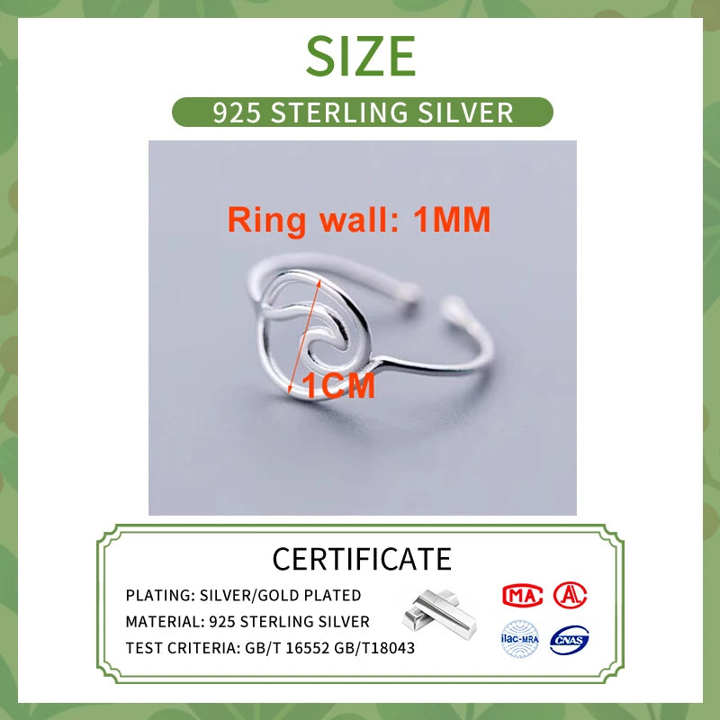 SOFTPIG Real 925 Sterling Silver MInimalist Geometric Hollow Line Round Opening Ring For Women Party Fashion Fine Jewelry