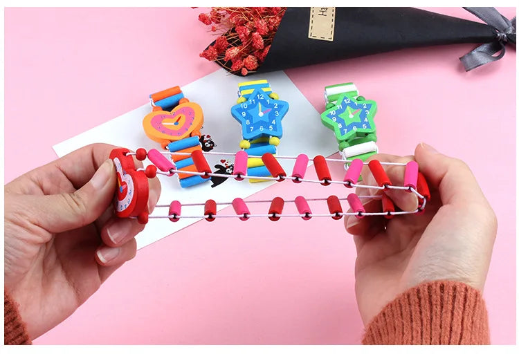1 Cute Wooden Wristwatches Nice Cartoon Crafts Bracelet Watches Handicrafts Toys for Kids Learning Education Party Favors
