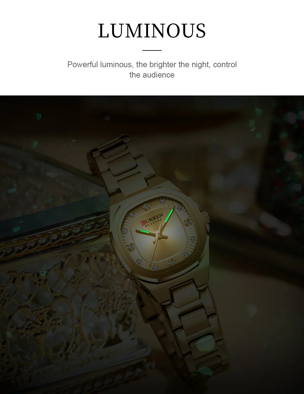 Curren Women Watch Luxury Fashion Quartz Crystal Waterproof Ladies Elegant Wristwatch Gifts For Girls