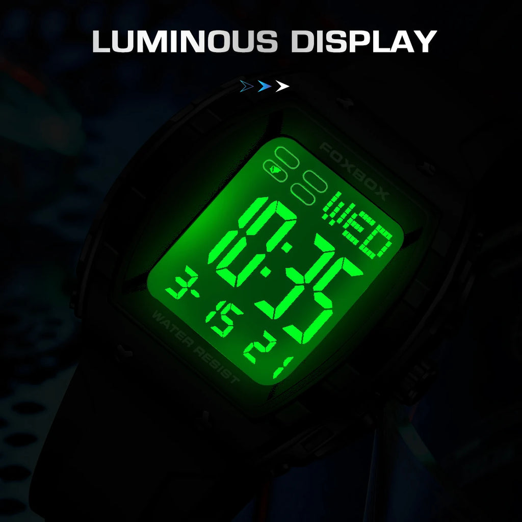 New Fashion FOXBOX Electronic Man Watch Outdoor Casual Sports Digital Clocks Waterproof Luminous Alarm Calendar Watches for Men