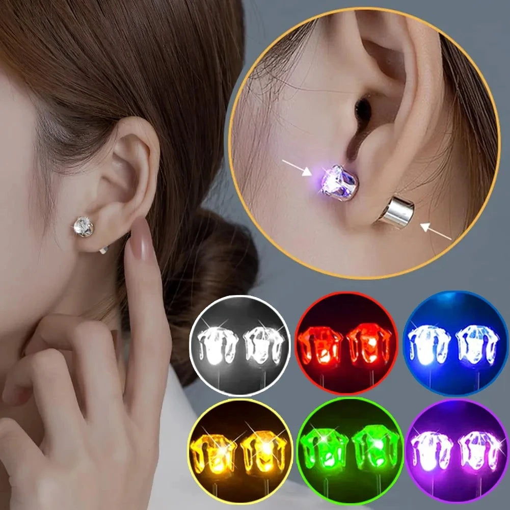 1/2PCS Light Up LED Bling Ear Stud Earrings for Women Color Light Up Earring Studs Light Up Earrings for Rave Party Accessories