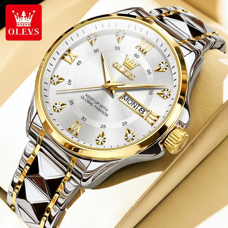 OLEVS 2906 Fashion Date Quartz Couple Watches Top Luxury Watch Men Women Waterproof Stainless Steel Wristwatch