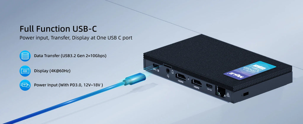MeLE Quieter3C Fanless Mini PC, Celeron N5105, 8GB, 128GB, Full-Function USB-C, WiFi 5, Slim Desktop on Industrial, Home, Office