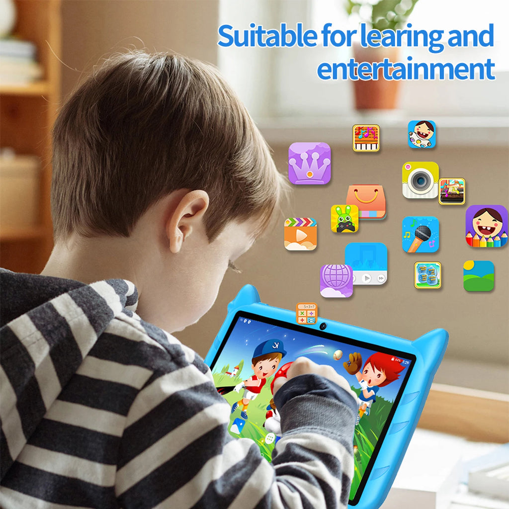 New 7" Kids Tablet with Cartoon Pattern Quad Core 4GB+64GB ROM Bluetooth 5G WiFi Learning Education Game Children's Gift