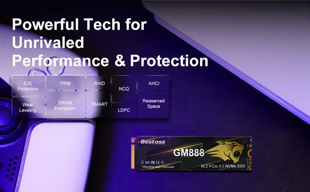 Bestoss M2 SSD 512GB 1TB 2TB PCIe 4.0 NVMe Hard Disk M.2 Internal Solid State Drive HDD Hard Disk for PS5 Desktop Laptop