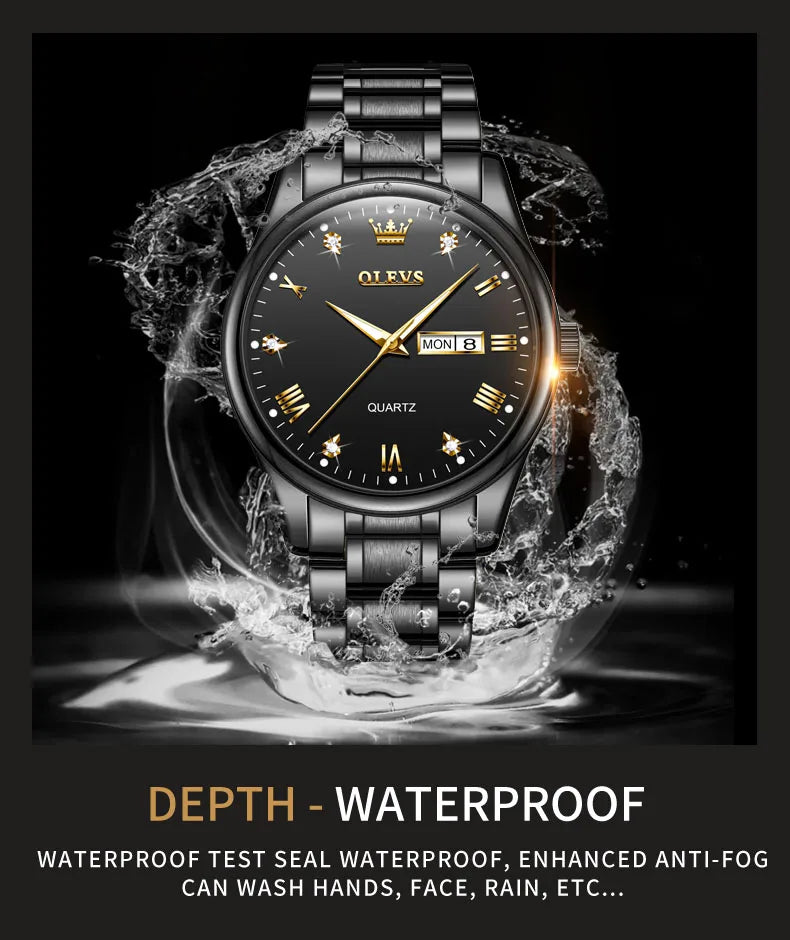 OLEVS 5563 Couple Watch Original Luxury Quartz Wristwatch for Men and Women Elegant Fashion Dual Calendar Waterproof Hand Clock