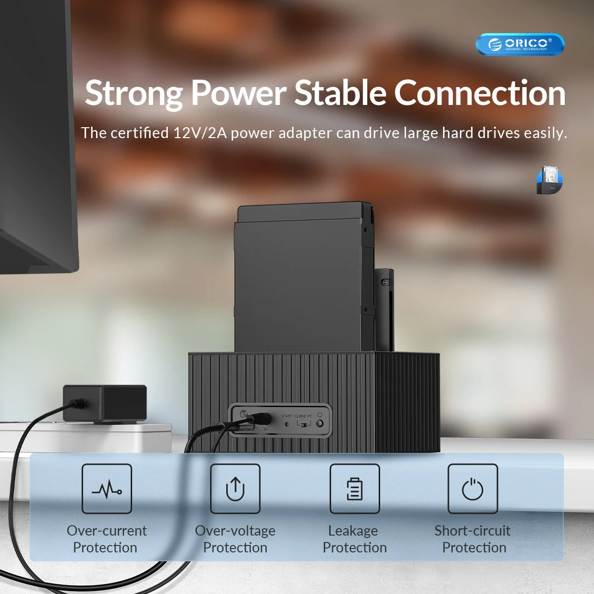 ORICO 3.5 Inch Dual-bay Type-C 5Gbps Hard Drive Docking Station for 2.5/3.5" HDD/SSD with 12V3A Power UASP Container Design