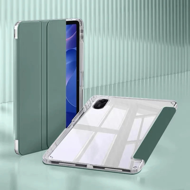 For Xiaomi Redmi Pad 2 2025 Case 11 inch with Pencil Holder Tri-Folding Clear Soft TPU Back Tablet for Redmi Pad 2 2025 Cover