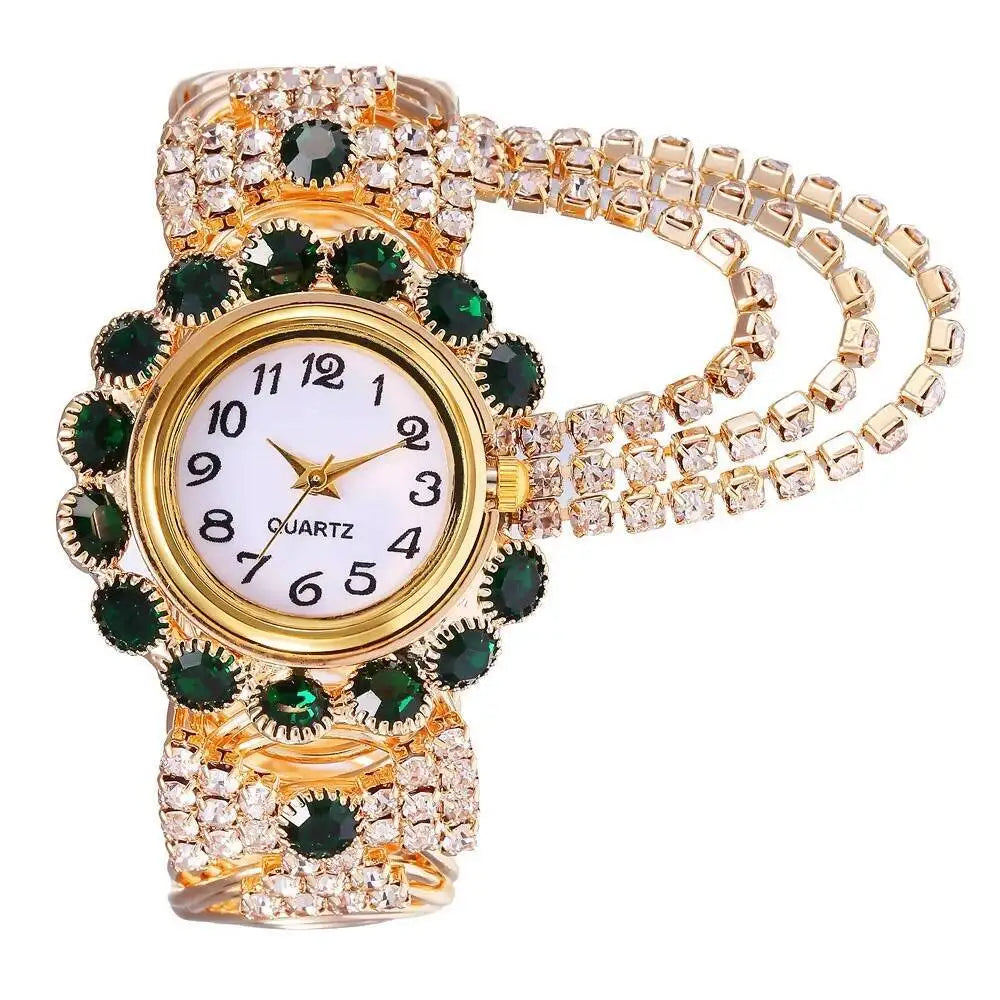 5PCS/Set Luxury Rhinestone Women Watches Fashion Adjustable Bangle Ladies Quartz Wristwatch Jewelry Set Reloj Mujer（Without Box）