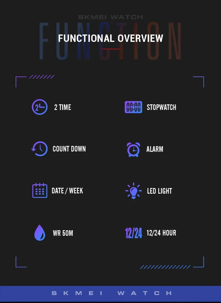 SKMEI 1895 Men LED Light Chrono Alarm Clock 5Bar Waterproof Digital Wristwatch relogio masculino Casual Countdown Sport Watches