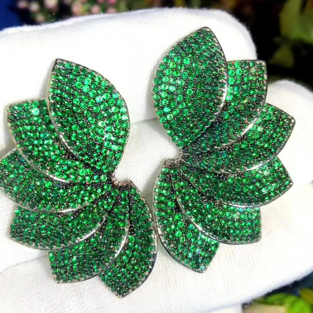 Missvikki New Luxury Leaves Petals Earrings Fashion for Romantic Women Daily Wedding Trendy Jewelry Accessories High Quality