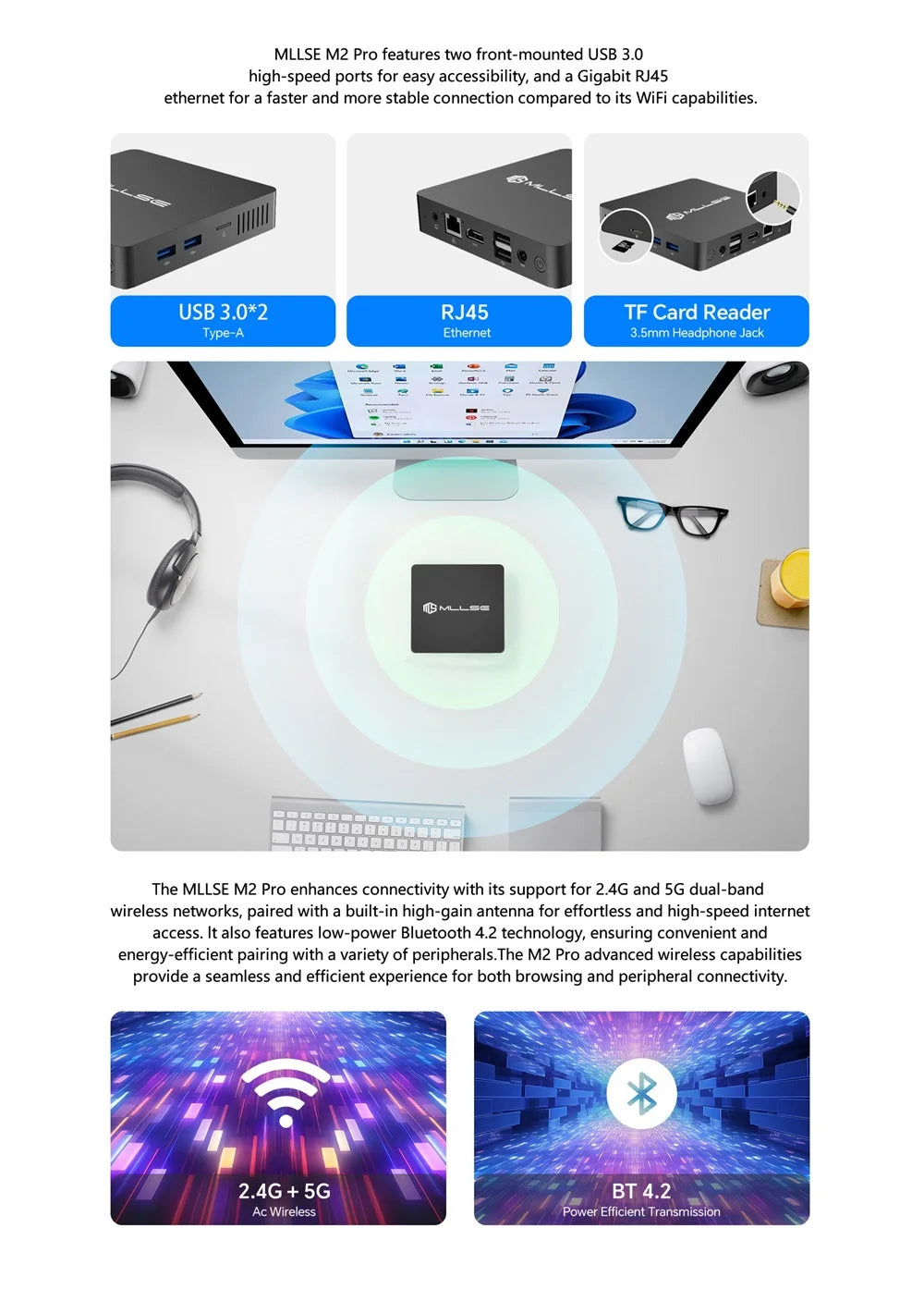 MLLSE M2 Pro Mini PC Powerful 8GB RAM, 256GB SSD, Intel J3710, Windows 10 - Compact & Ideal for Home, Business & Gaming