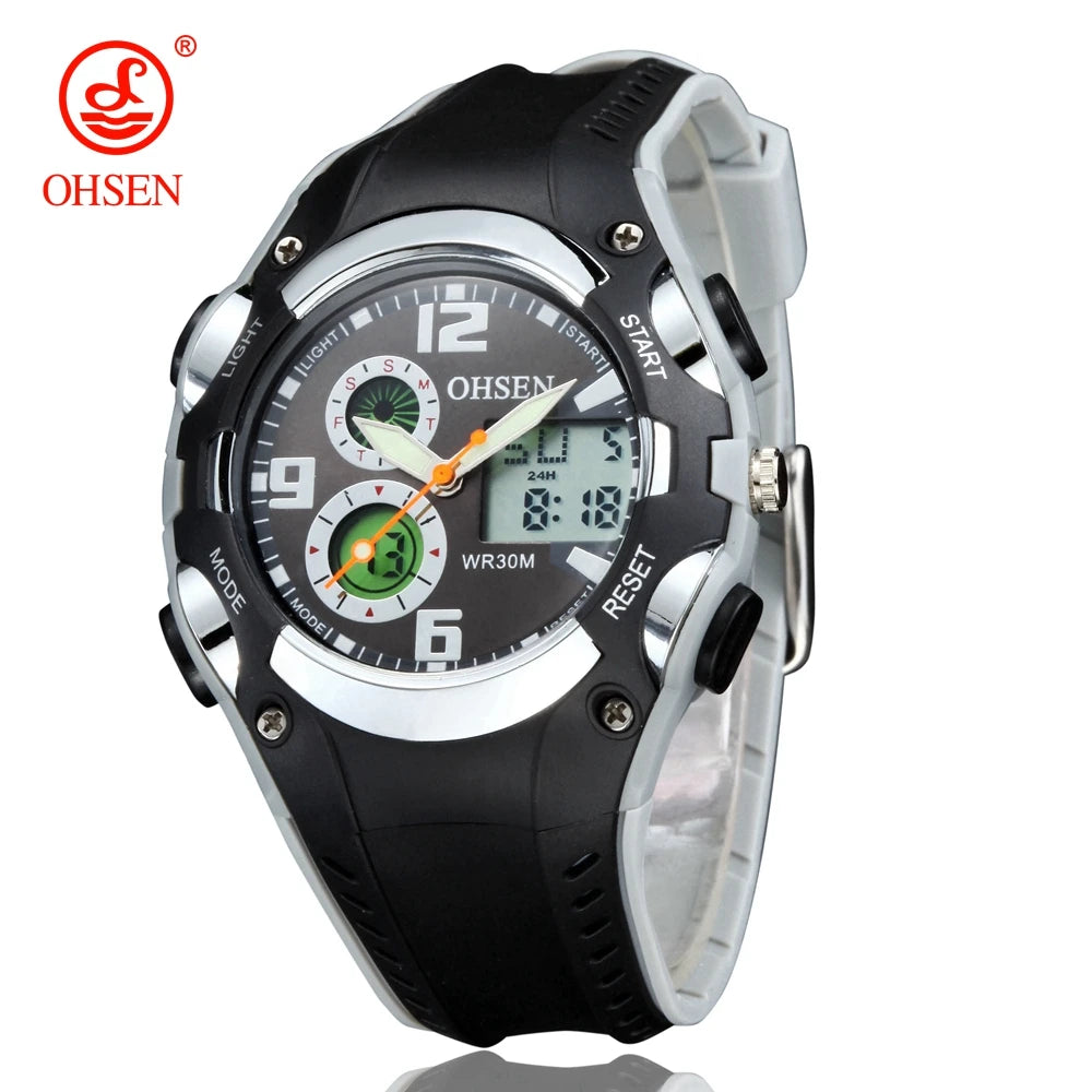 OHSEN Fashion Children Watches Digital LED Analog Watch Boys Girls Quartz Wriwatch Kids Sport Wristwatch Alarm Electronic Clocks