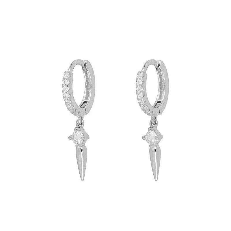 ROXI Baroque Lightning Cross Stars Hoop Earrings for Women Zircon Crystals Sterling Silver 925 Jewelry Cartilage Pendientes