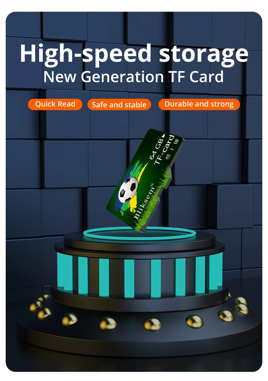 Bliksem Mini TF Card 64GB A1 Memory Card for Surveillance Equipment Cell Phone Computer High Speed TF Card 64G U3