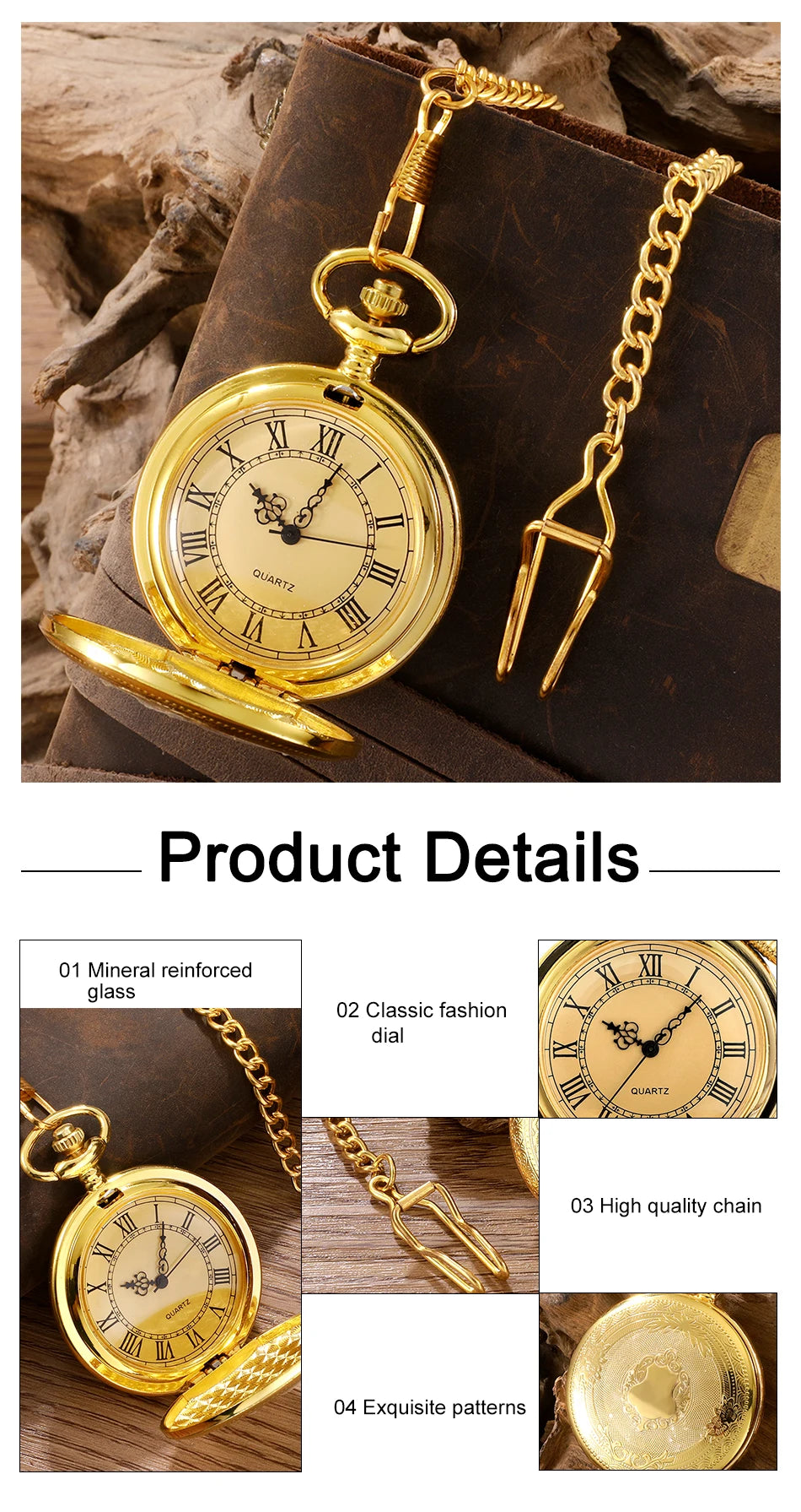 Antique Steampunk Vintage Roman Numerals Quartz Pocket Watch Multicolor Case Necklace Pendant Clock Chain Mens Women