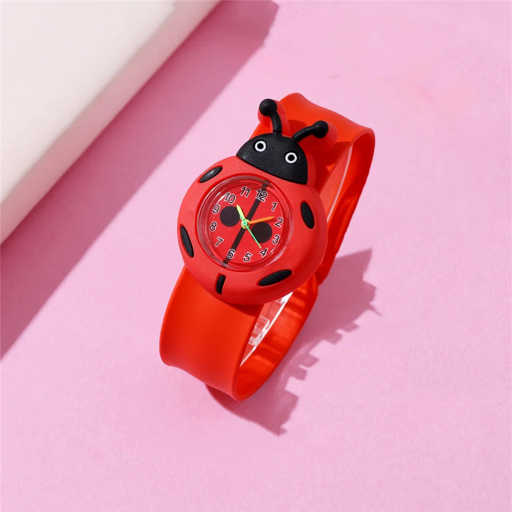 3D Patterns Red Car student Watch Boy Girls Kid wristwatch Soft Silicone Band