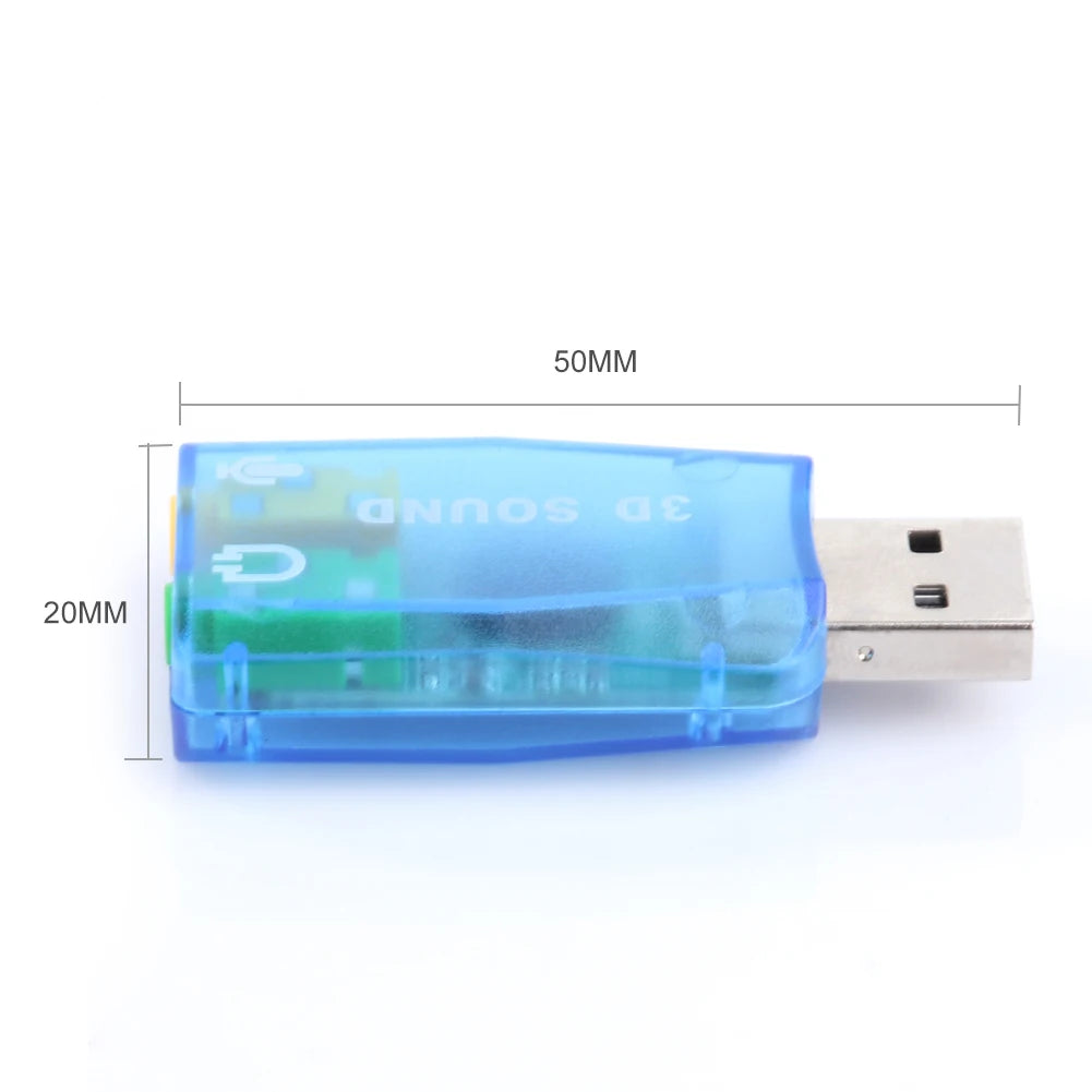 Mini External USB To 3.5mm Mic Headphone Jack Stereo Headset 3D Sound Card Audio Microphone Adapter Speaker Interface For Laptop