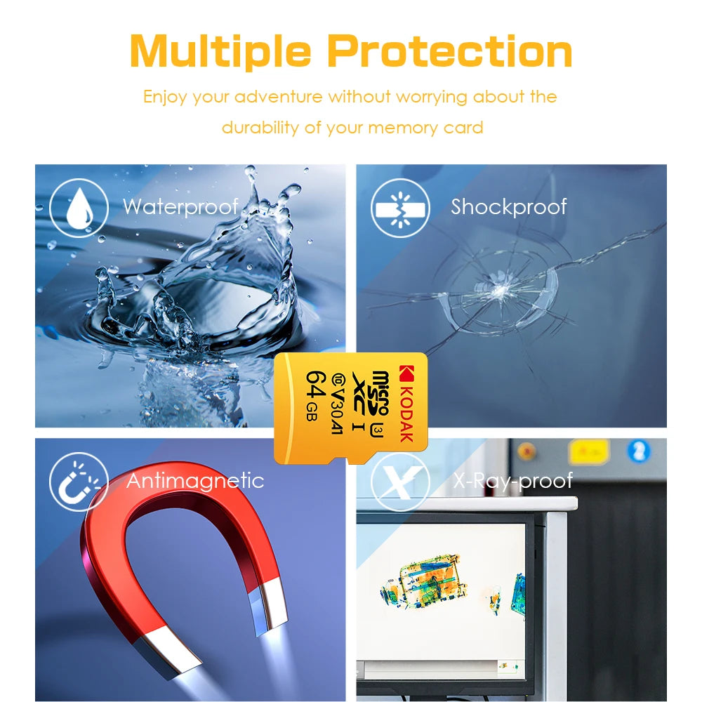 Original Kodak U3 micro sd card 32GB 64GB SDHC 128GB 256GB SDXC class 10 Flash Memory Card C10 microsd tf card with sd adapter