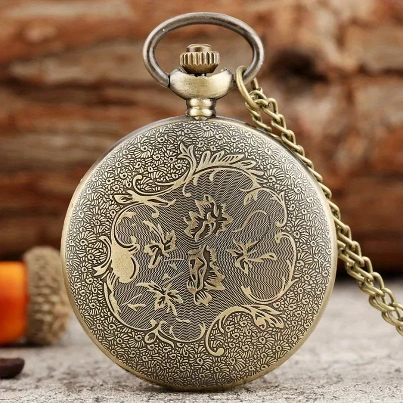 Vintage Bronze Bill Cipher Quartz Pocket Watch Pendant Necklace - Perfect Gift for Women!
