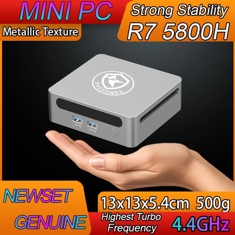 Mini PC Windows 11 Pro AMD Ryzen7 5800H Mini Computer 16/32GB DDR4 512GB/1TB PCIe M.2 SSD WiFi 6 BT5.2 Small Desktop Computer