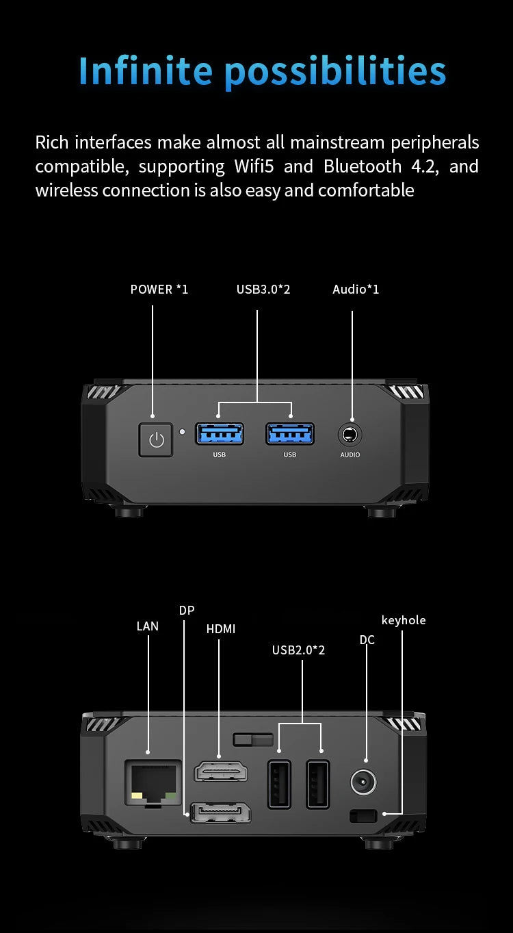 FIREBAT T2 Mini PC Gamer Intel N150 CPU Windows 11 Mini PC Gaming DDR4 16GB RAM 512GB SSD WIFI5 BT4.2 Desktop Computer minipc