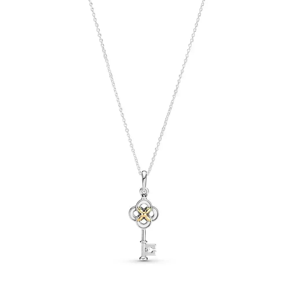 2021 New 100% 925 Sterling Silver pretty Sparkling Double Halo Collier Necklace Heart Family Tree Collier Fit Party Gift