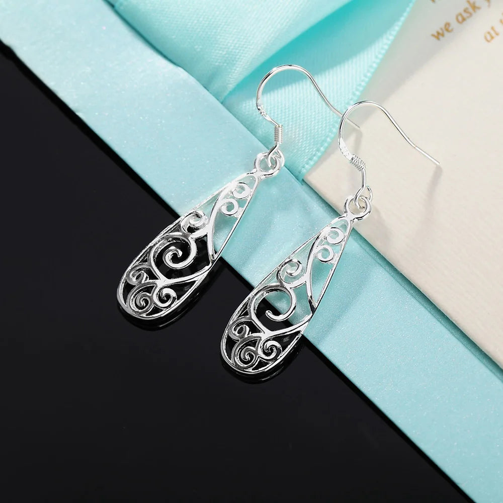 Charms 925 Sterling Silver Pretty drop shape Earrings for Women Christmas Gifts fashion wedding party noble Jewelry