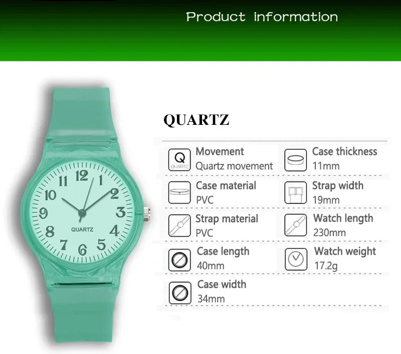 Kids Watch Children Quartz Watches Wristwatch Jelly for Girl and Boy Clocks Sport Baby Student Transparent Plastic Montre Femme