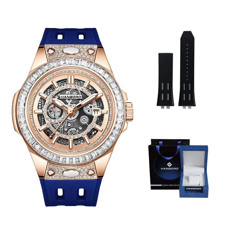 HANBORO super Bang Collection Fashion Light Luxury Quick Release Replaceable Strap Men's Automatic Mechanical Watch