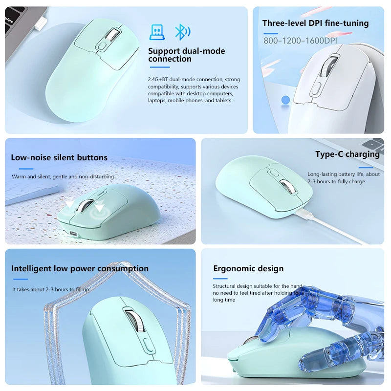 Xiaomi Wireless Mouse Rechargeable Silent Bluetooth Dual Mode DPI Adjustment Office Tablet Laptop Accessories For Android IOS