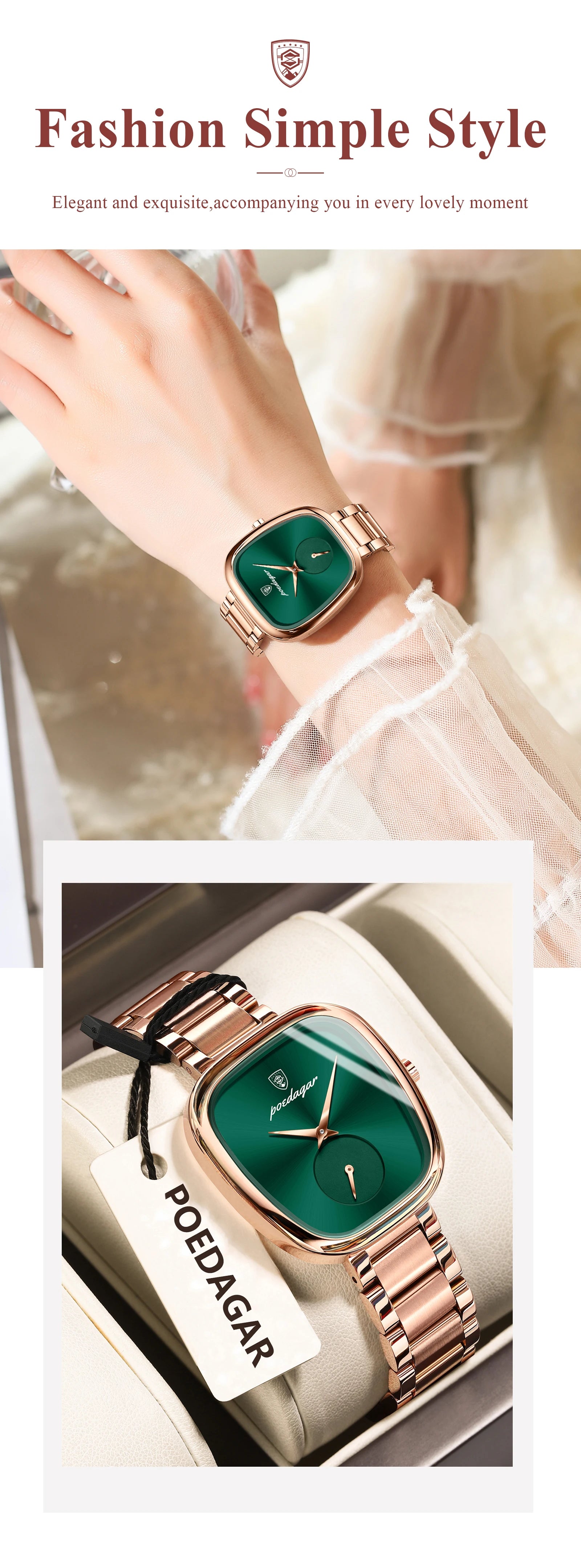 POEDAGAR Unique Elegant Ladies Watch Stainless Steel Waterproof Quartz Watches For Women High Quality Woman’s Stylish Wristwatch