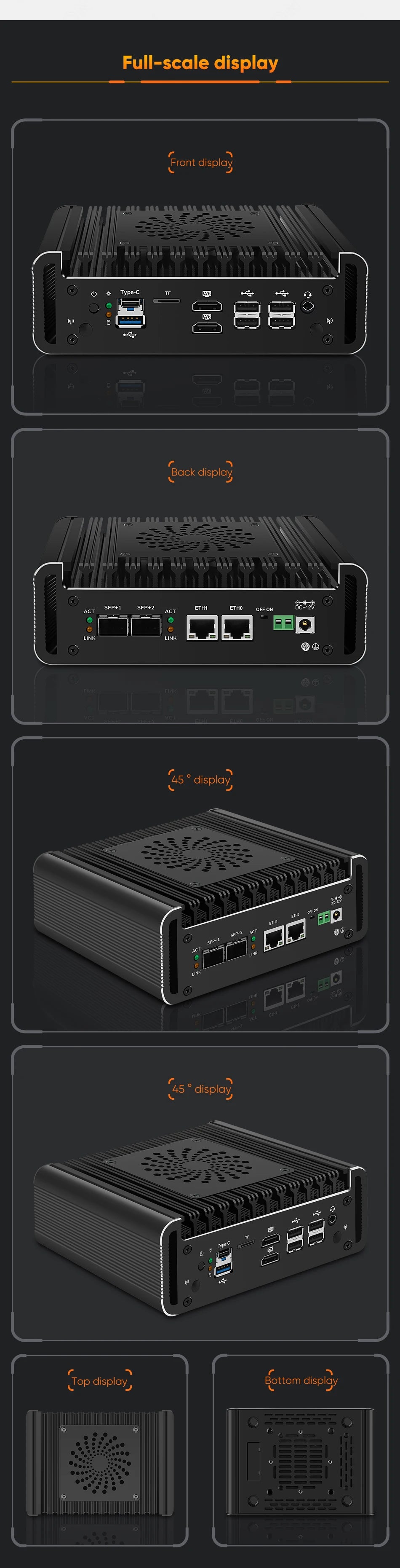 Topton Solid Firewall Router 2x10G SFP+ Intel i3 N305 N100 2xi226-V 2.5G Mini PC 2xNVMe 2xHD DDR5 pfSense Proxmox ESXi AES-NI