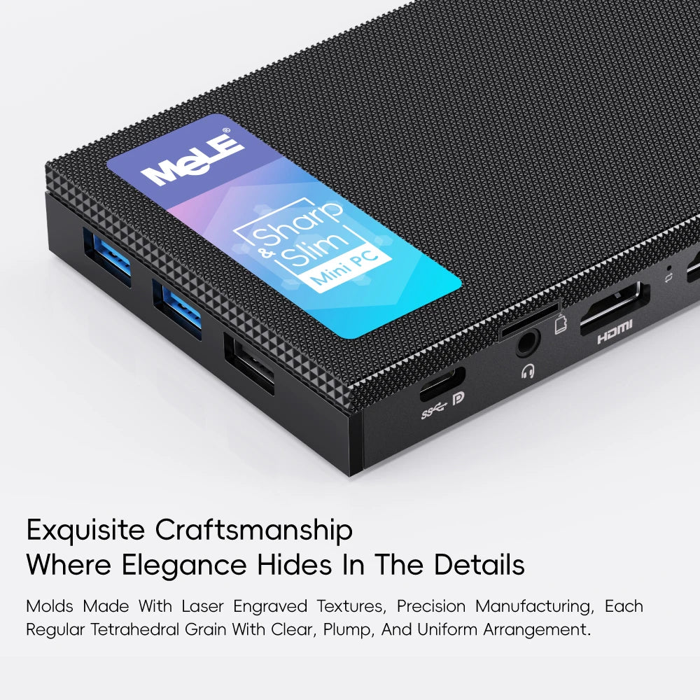 MeLE Fanless Mini PC Quieter4C N150 32GB 512GB Micro PC USB-C 2 X HDMI 4K@60 Triple Display Small Form Factor Desktop Computers