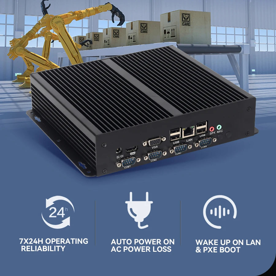 XCY Fanless Industrial Mini PC Intel Core i5-3317U 4x COM DB9 8x USB Support Windows XP/7/8/10 Linux