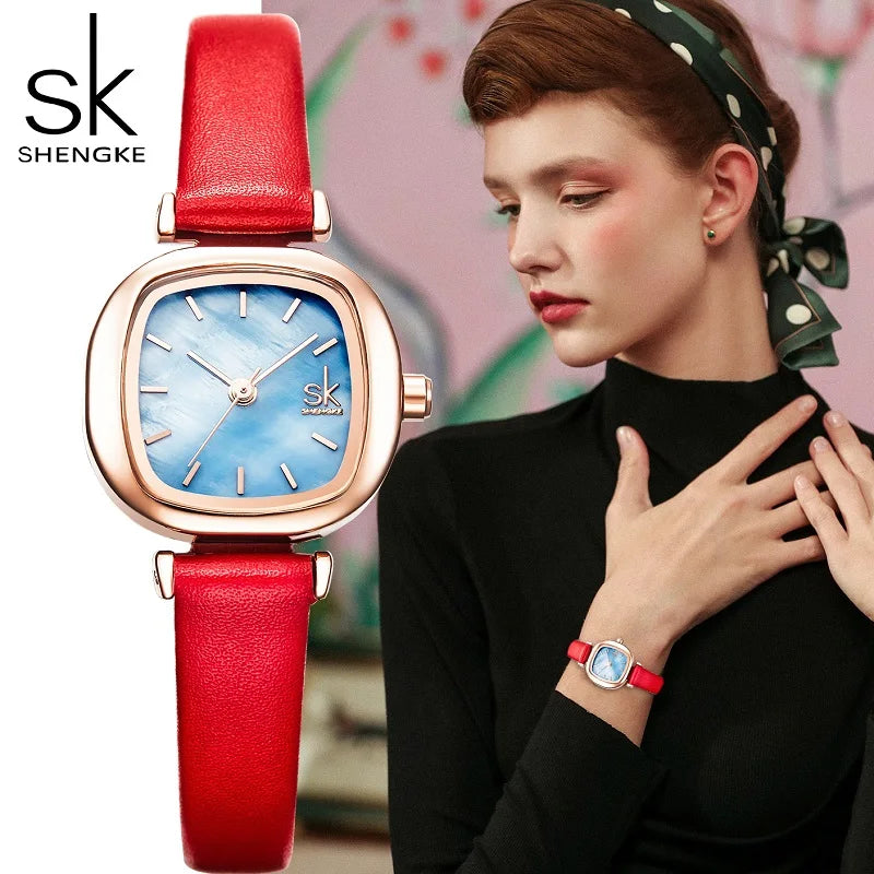 Shengke Fashion Women's Watches Original Design Square Ladies Quartz Wristwatches Elegant Woman's Best Gifts Clock for Female