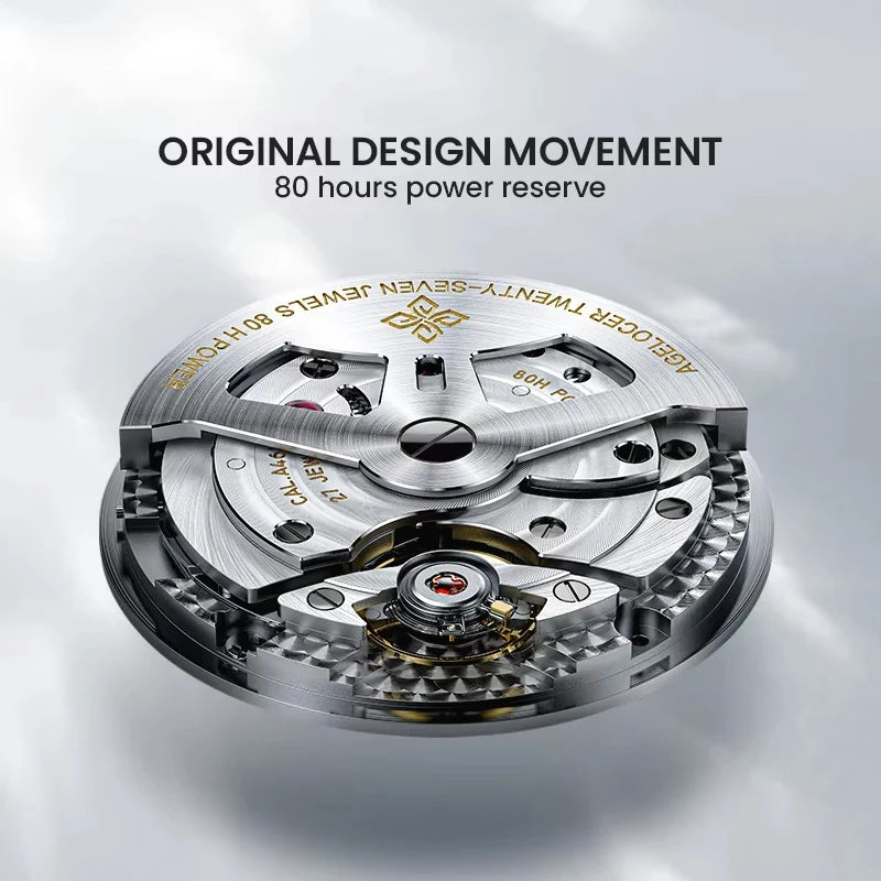 AGELOCER Original Astronomer Watch Men's Luxury Watch Automatic Mechanical 29.51-day Moon Phase Watch Birthday Gift for Men