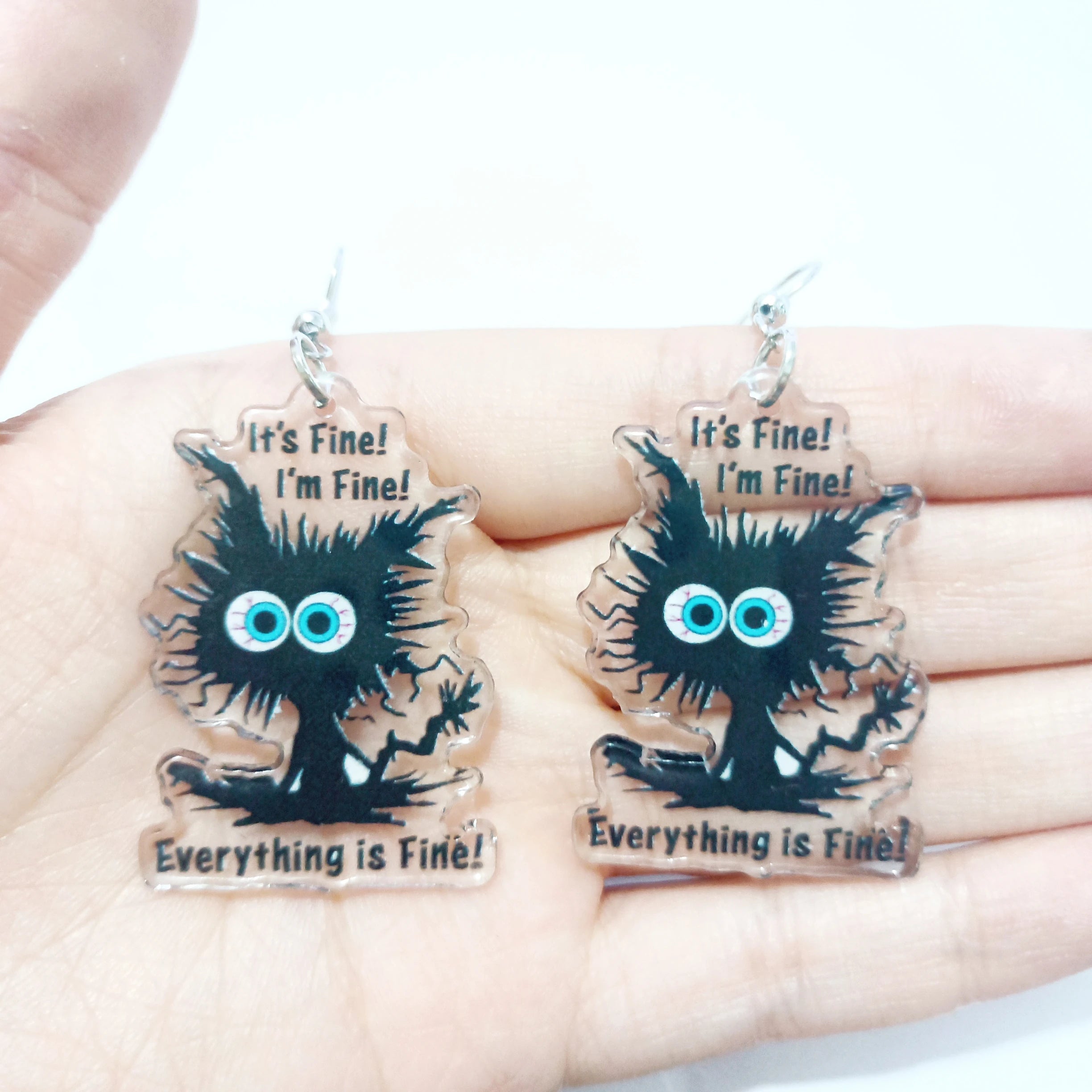 Double Sides Acrylic Cat Mermaid Guitar Earrings for Women Colored Doughnut Coffee Pendant Ear Ring Halloween Christmas Gift