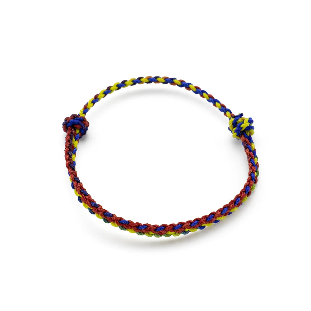 Meetvii New Handmade Gradient Color Lucky Bracelets & Bangles For Women Men Tibetan Buddhist Knots Rope Bracelets Jewelry