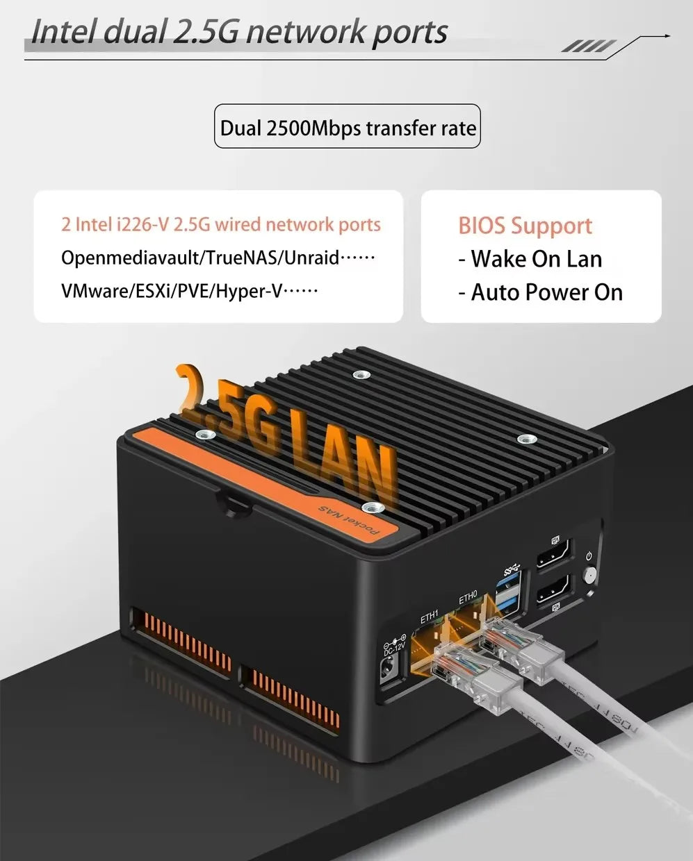 Hot 4 x NVMe Mini NAS Server 4 Bay NAS N100 3 N355 Pocket PC with Dual LAN,Dual HDMI 2.0,USB3.2 Gen2,Support BT5.4/WiFi6/WiFi7