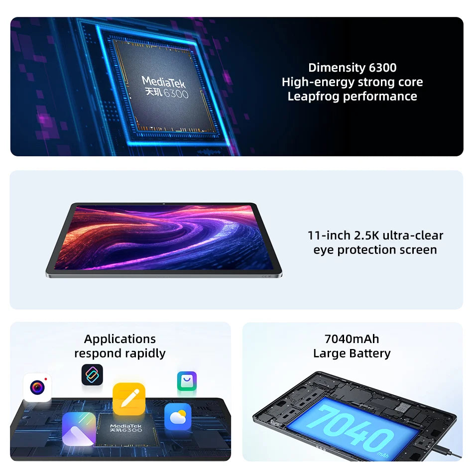Lenovo Xiaoxin Pad 2025 11'' MediaTek Dimensity 6300 128GB 256GB ROM 2.5K Display Dolby Atmos 7040mAh Battery Android Tablet PC