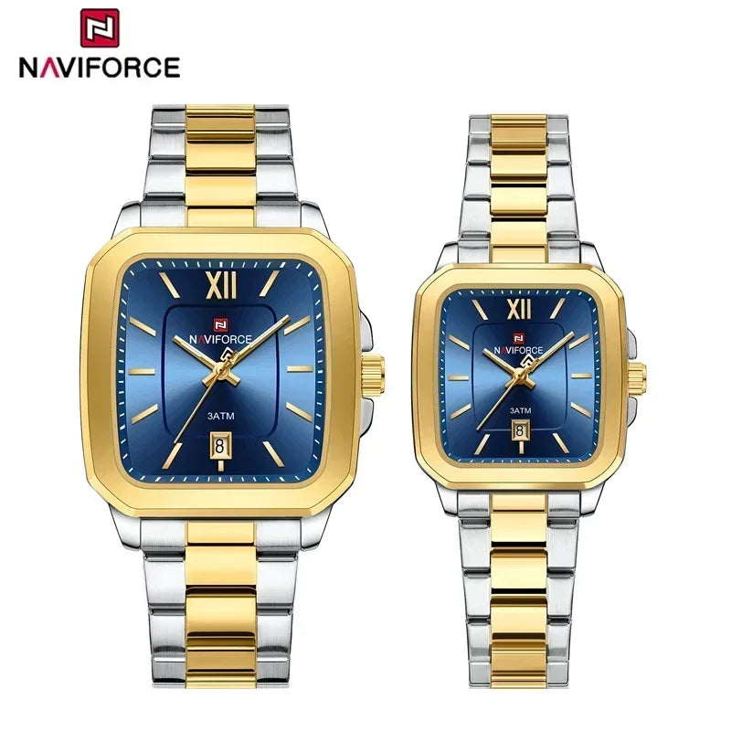 NAVIFORCE Couple Watch Luxury Brand Waterproof Quartz Watch Fashion Simple Calendar Date Stainless Watch Women Men Lover's Gift